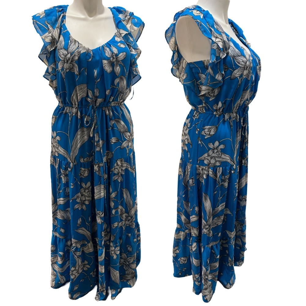 ANTHROPOLOGIE RUFFLE FLORAL MAXI DRESS